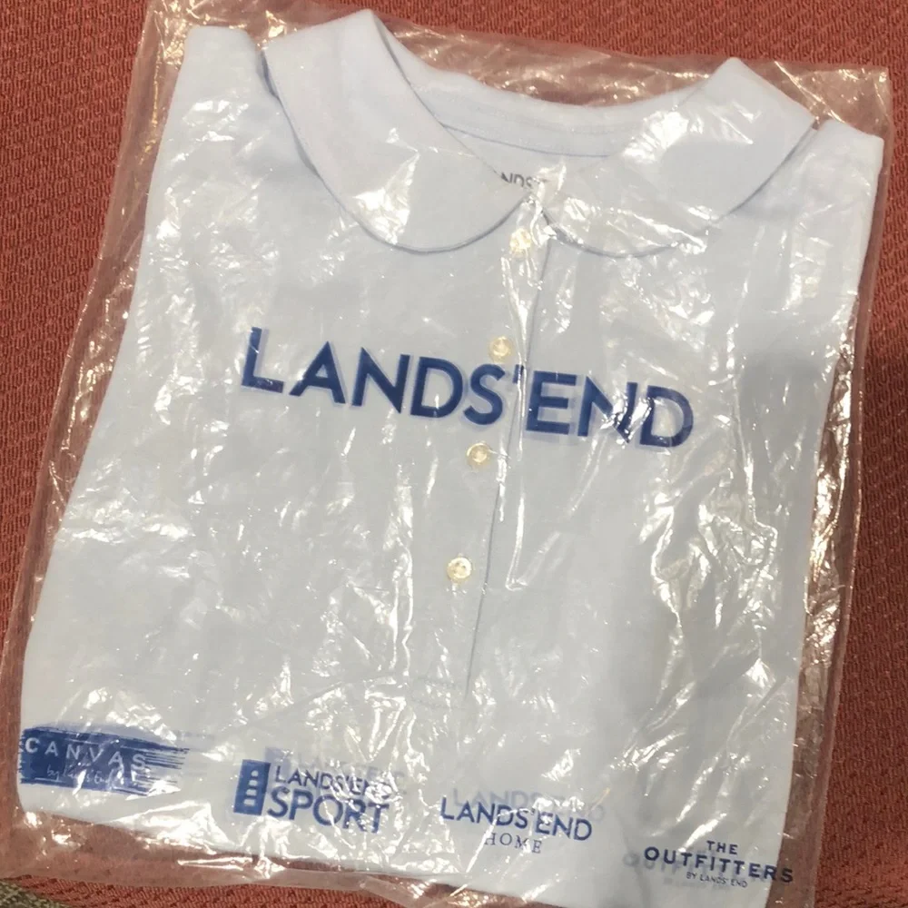 NWT School uniform Girls short sleeve Peter Pan collar polo shirt Lands End - Picture 2 of 5